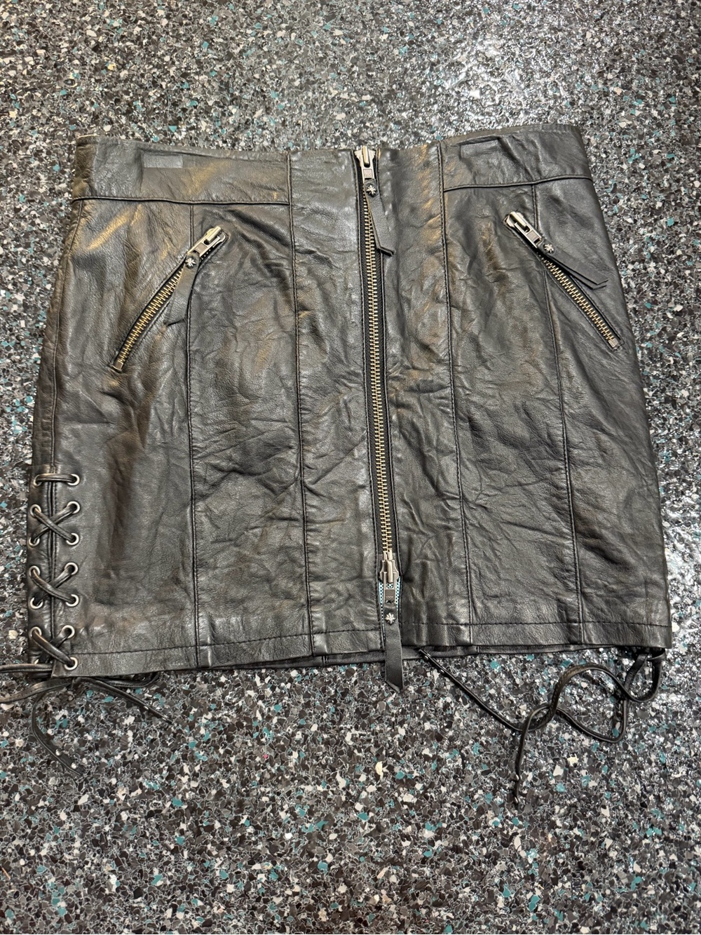 Harley-Davidson "Wild Side" Lambskin Leather Black Mini Skirt NWT Womens sz 10